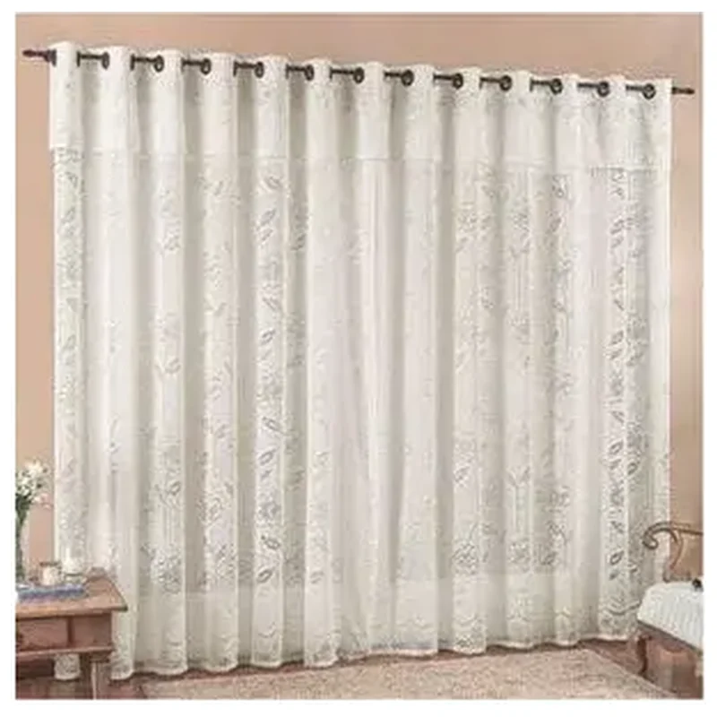 Cortina 2 00x2 50 Sala Quarto Luna Rendada Para Varão - Palha - Poliester