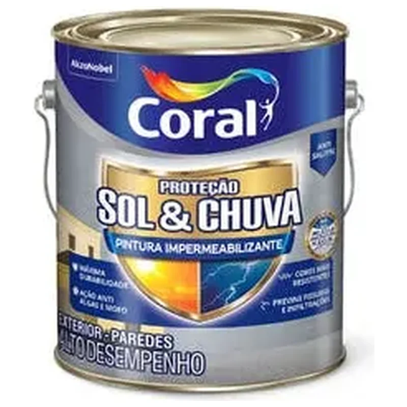 Tinta Acrílica Fosco Proteção Sol & Chuva Branco 3,6L Coral - Coral