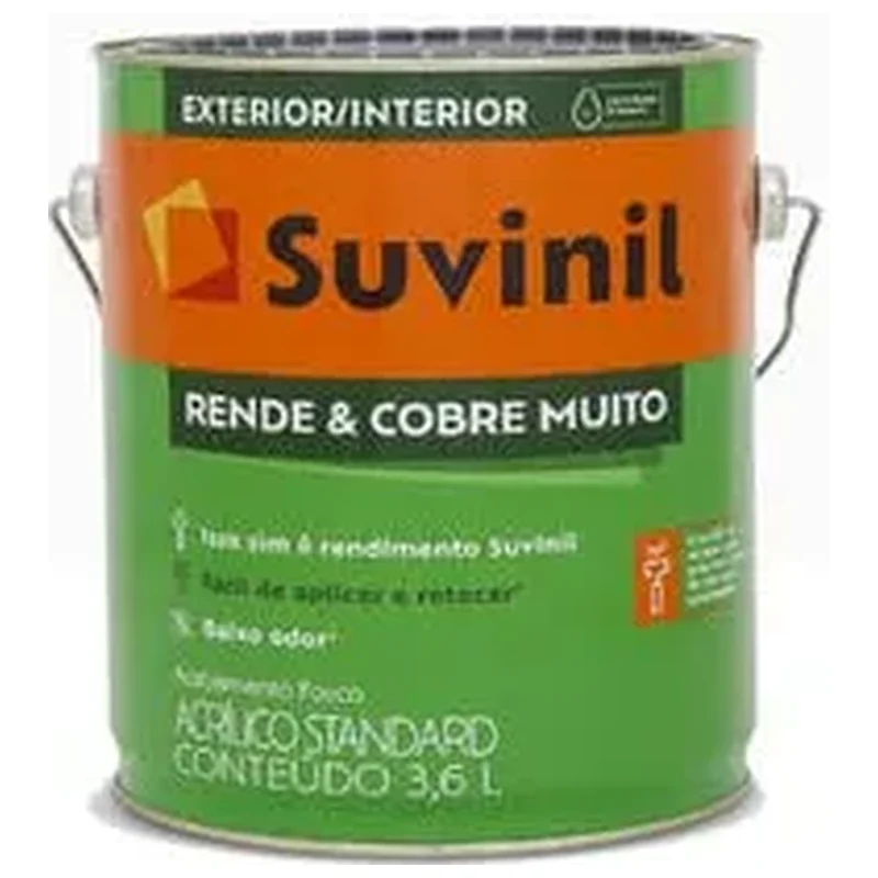 Tinta Acrílica Fosca Rende Cobre Interior Exterior Branco 3,6 - Suvinil