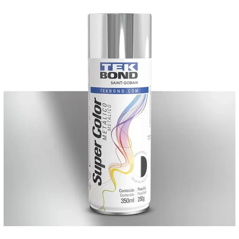 Tinta Spray Metálico Cromado Brilhante 350ML - Tekbond