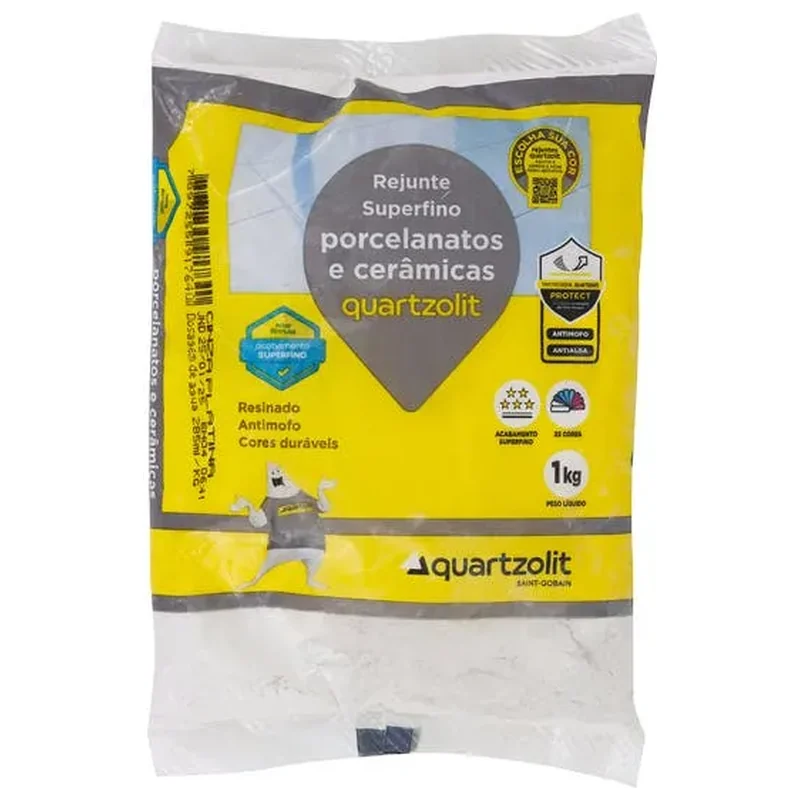 Rejunte para Porcelanato Cinza Platina 1kg Quartzolit - Quartzolit