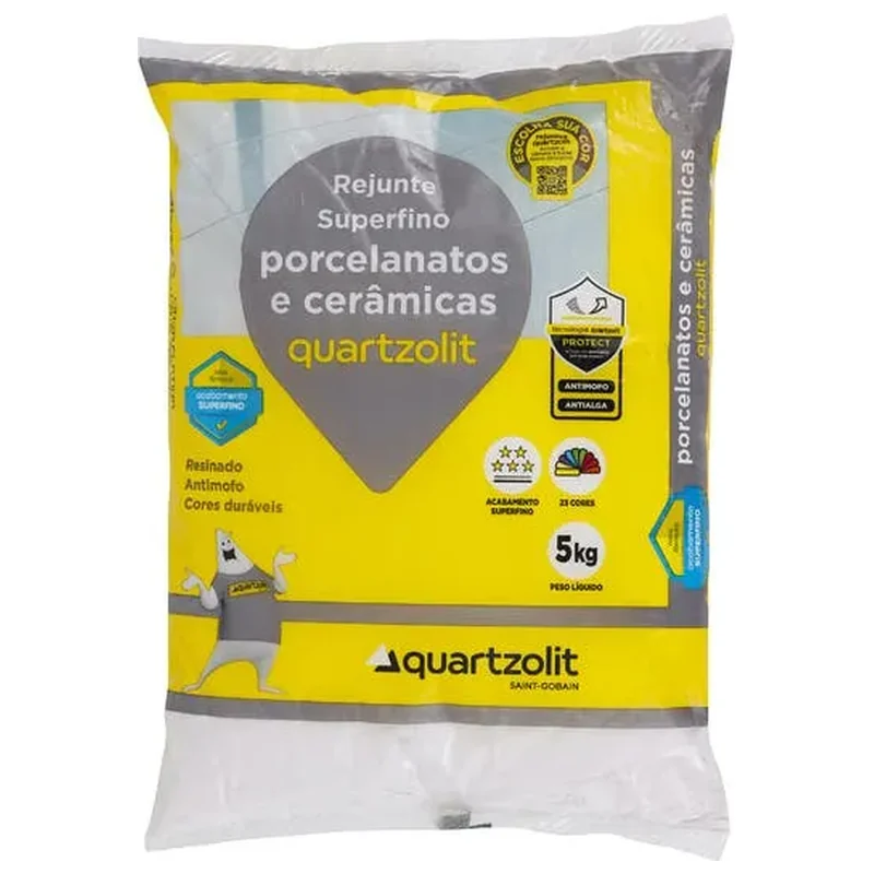 Rejunte para Porcelanato Cinza Platina 5kg Quartzolit - Quartzolit
