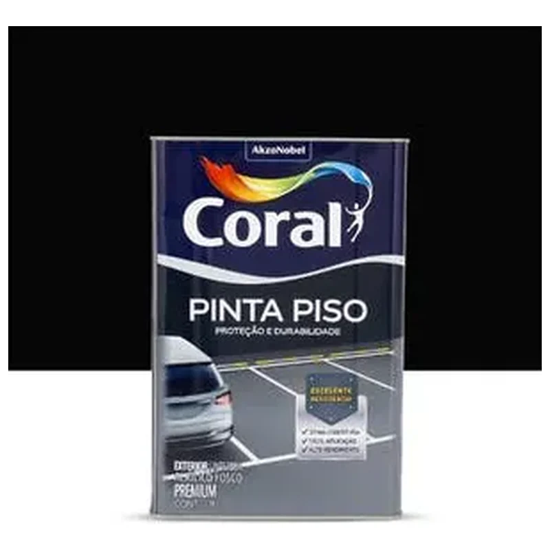 Tinta Fosca Pinta Piso Premium Interno e Externo Preto 18L - Coral